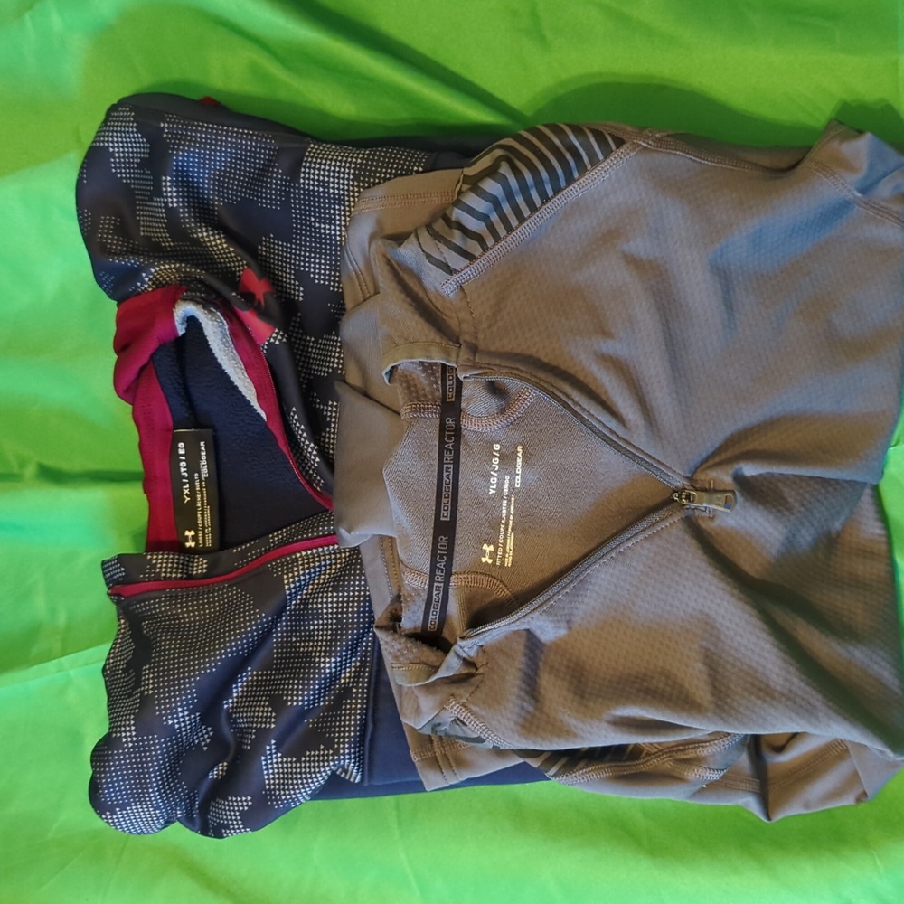 Under Armour Coldgear 3/4. Zip shirt and YXL pullover